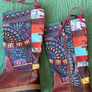 Socofy Boho lace up boots size 10